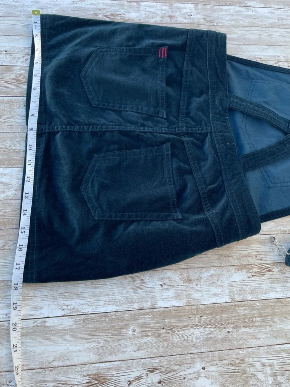 90s BDG Velvet Pinafore Overall Mini Dress Teal Blue XS EUC - Picture 10 of 14